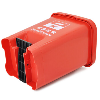 益美得 脚踏式分类垃圾桶小号脚踩带盖酒店垃圾桶 脚踏12L红色（有害垃圾）