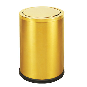 南 GPX-205A 南方小号圆形翻盖垃圾桶 砂金 果皮桶  商用酒店宾馆客房不锈钢垃圾桶