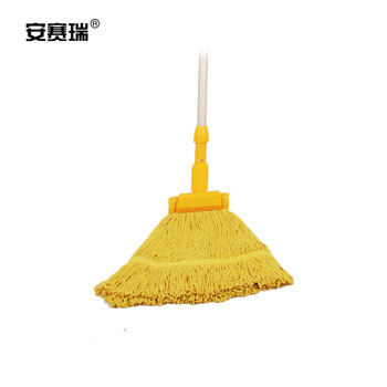 安赛瑞 美式加厚拖把夹式蜡拖 棉线墩布拖布 酒店餐厅医院用地拖 可拆洗黄色 24449
