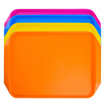 稳斯坦 WST3002 彩色食堂快餐托盘 工厂仓库酒店长方形水果盘 加厚自助盘 橙色