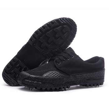 者也 3520迷彩鞋解放鞋工地劳保鞋户外耐磨工作鞋黑色42码