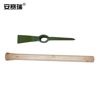 安赛瑞 洋镐 十字镐 木柄钢镐 锰钢镐头 开荒工地施工户外清洁工具 军绿色 85cm 23942