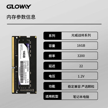 光威（Gloway）16GB DDR4 3200 笔记本内存条 战将系列