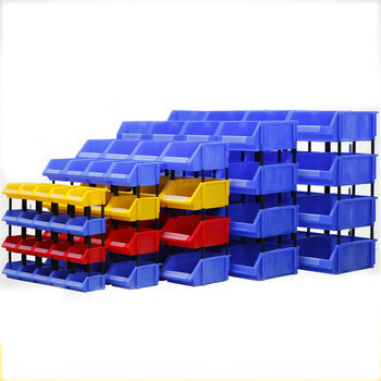 盛富永 斜口分类收纳零件盒 组合式物料盒元件盒塑料盒螺丝物料箱货架 蓝色 C3（加厚）460*300*170