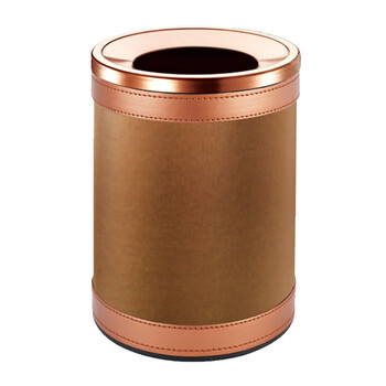 南 GPX-45QX-905 套皮房间桶 棕色皮纹 商用酒店宾馆客房套皮垃圾桶 房间桶 果皮桶 内桶容量9.4升