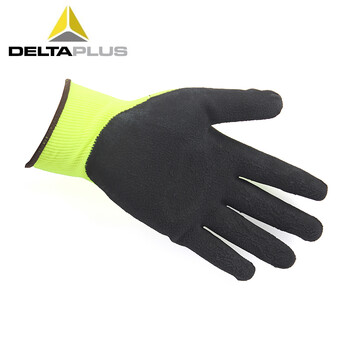 代尔塔（Deltaplus）201733 VV733 工作荧光劳保手套 乳胶涂层耐磨抗撕裂强透气棉纱13针织 定做 9码 12双