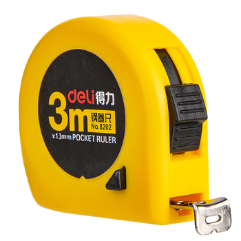 得力(deli)3m锁定功能钢卷尺  8202 黄