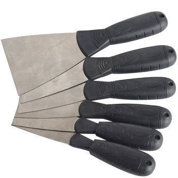 兰诗（LAUTEE）DF-1001 碳加厚塑料柄木柄油灰刀铲刀清洁腻子刀 黑柄3寸碳钢12把/盒