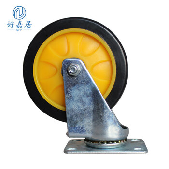 好嘉居车轮静音脚轮脚轮推车轮子平板车轮车轱辘耐磨拖车轮耐磨PVC4寸刹车万向轮