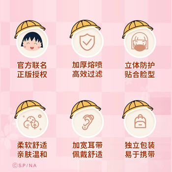 英科医疗 樱桃小丸子口罩 一次性成人防护口罩 防尘透气独立包装 全家福款 50只/盒