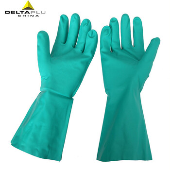 代尔塔（Deltaplus）201802 VE802丁腈防化手套 耐磨防油无衬里硅胶面掌纹 9.5# 1双