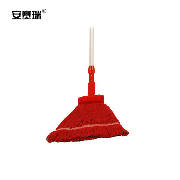 安赛瑞 棉线吸水美式加厚拖把夹式蜡拖 棉线打蜡墩布拖布 酒店餐厅医院用地拖 可拆洗 红色 24450