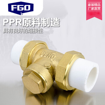 FGO-双热熔活接止回阀-H14H-16T单向卧式逆止-铜止回阀热熔PPR-热熔PPR63-2寸