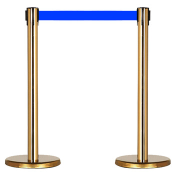 谋福CNMF193隔离护栏 隔离带栏杆 加厚警戒线 伸缩带排队银行警戒带安全隔离护柱【3米钛金色(加厚底座)】