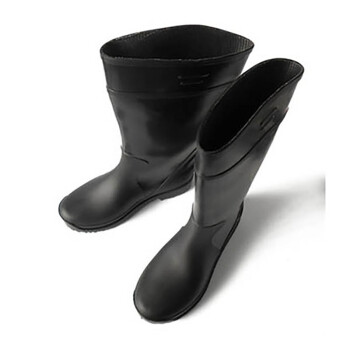 莱尔 防水雨鞋 PVC工矿雨靴食品靴安全靴厨房医院食品加工用耐油耐酸碱劳保鞋 黑色 42