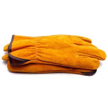 者也(ZYE)牛皮电焊手套 短款劳保手套加厚耐磨焊接防护手套 全黄 