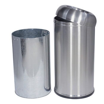 迪恩斯（DEANS）不锈钢圆形垃圾桶公共场所大号商用公用商场影院用敞口大容量直投 110U