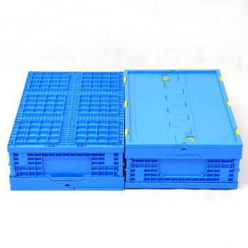 金兽 折叠周转箱 外径:600*400*175mm物品搬运箱物流运输箱长方形箱 GB1055 带盖蓝色