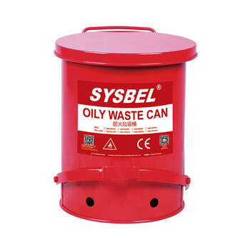 西斯贝尔SYSBEL WA8109500防火垃圾桶高51直径41 OSHA规范52.9LUL标准红色 1个