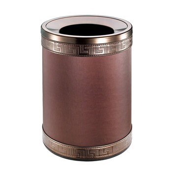 南 GPX-45QX-846 套皮房间桶 啡雨细纹 商用酒店宾馆客房套皮垃圾桶 房间桶 果皮桶 内桶容量9.4升