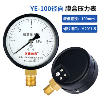匡建仪表（CONJANT）YE-100膜盒压力表 千帕表天然气表燃气表微压表 0-6kpa