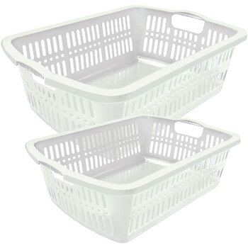 兰诗（LAUTEE）10# 周转箩 加厚塑料周转筐储物箩 物流快递货筐周转箱 零件收纳运输货筐 白色480*355*165