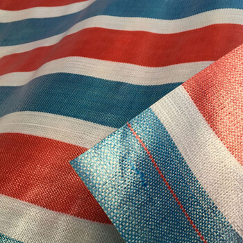 海斯迪克 彩条布防雨布 单膜彩条布 三色防雨布 防水防风篷布普通款3M*50M HK-211