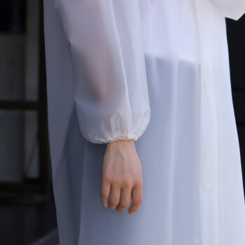 者也 EVA长款带帽雨衣 户外应急轻便雨披 暴雨款【双帽檐】白色