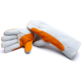 者也(ZYE)牛皮电焊手套 长款劳保手套掌托加厚加固焊接防护手套