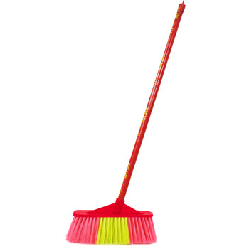兰诗 SB-0318 环卫物业学校扫把笤帚单个木柄塑料丝扫把 红斜杆小号硬毛宽头10个装