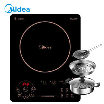 美的（Midea）电磁炉 家用火锅炉恒匀火2200W大火力滑控电磁灶四重防水 C22-RH2268（附赠火锅厨具）