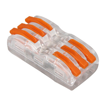 天旭接线端子软硬线通用快速接线端子分线器3孔连接器三进三出四平方SPL-3透明 10个