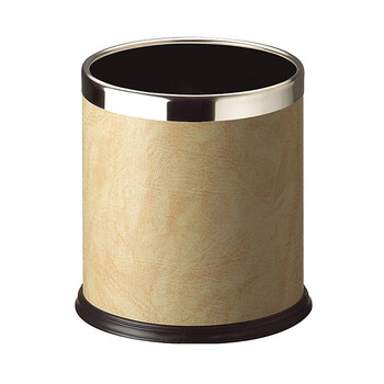 南 GPX-43 南方固定钢圈包米黄色人造皮单层圆形垃圾桶 容量10升（2个起订） 商用客房垃圾桶 房间桶 果皮桶