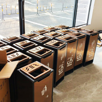 【加厚S型玫瑰金（配黑白根盆）】酒店大堂立式不锈钢垃圾桶宾馆ktv写字楼走廊电梯烟灰桶带烟灰缸