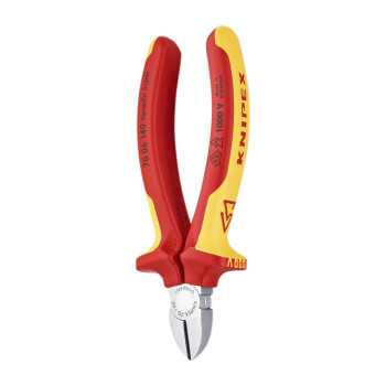 凯尼派克（KNIPEX）70 06 140 通用型绝缘斜口钳 镀铬 绝缘双色手柄 140mm 切割类工具 钢