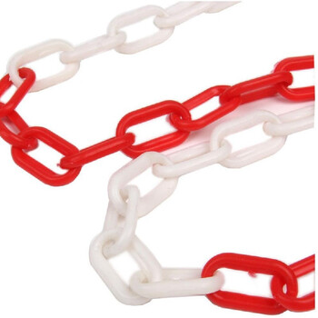 鸣固 警示链条路锥塑料反光方锥请勿泊车禁止停车牌雪糕筒路障警示柱橡胶交通设施 警示链条红白3米