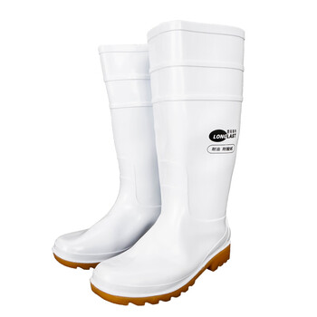 朗莱斯特工业水鞋 PVC耐酸碱劳保高筒雨靴LL-1-01 41码 白色 1双
