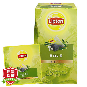 立顿Lipton  茉莉花茶  原叶茶叶三角茶包袋泡茶下午茶调味茶1.4g*25