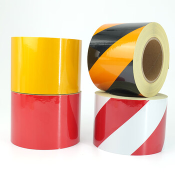 冰禹 BYaf-61 反光警示胶带 安全反光贴 斜纹防撞贴地地贴胶带 黄色 10cm*45.7m