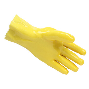 东亚 028 PVC防酸碱防化手套 耐磨耐油防腐蚀石油化工机械农药 定做 柠檬黄 5副