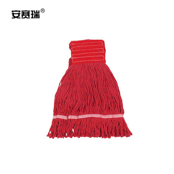 安赛瑞 美式加厚拖把夹式蜡拖 棉线打蜡墩布拖布 酒店餐厅医院用地拖 可拆洗 红色 24450