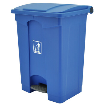 兰诗（LAUTEE）MJ18001 户外脚踏带盖垃圾桶 酒店宾馆商场翻盖果皮箱 30升蓝色
