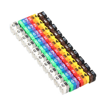 BOWERY卡扣式彩色数字号码管线卡式数字标签线号管电线网线编号标签卡扣0-9线标套管6平方 10条