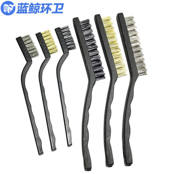 蓝鲸环卫【9寸黑塑料柄不锈钢刷】迷你小刀刷铜丝牙刷LJHW-9193B