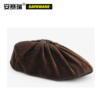 安赛瑞 绒布鞋套 防滑底可重复使用 机房防尘加厚脚套 10双装 咖啡色 13750