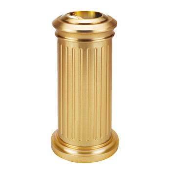 南 GPX-1 欧式罗马柱烟灰桶 南方垃圾桶 酒店宾馆果皮桶带烟灰缸垃圾筒 黄金 内桶容量7升