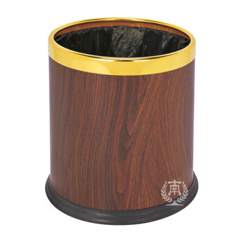 南 GPX-45 南方多层圆形垃圾桶 金圈红桃木色 商用酒店宾馆客房垃圾桶 房间桶 果皮桶 内桶容量9.8升