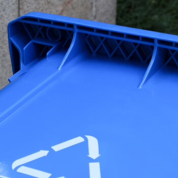 莫恩克 户外大号垃圾桶 分类垃圾桶 环卫垃圾桶  小区物业收纳桶 可定制LOGO 带轮挂车垃圾桶 蓝色120L脚踏款