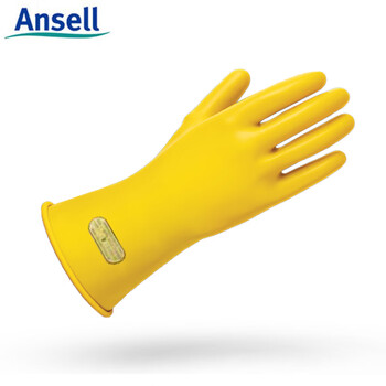 ANSELL安思尔 51-283 乳胶绝缘手套 卷边袖口 电工电路检修 黄色 8码 1双