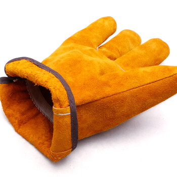 者也(ZYE)牛皮电焊手套 短款劳保手套加厚耐磨焊接防护手套 全黄 